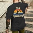 Old Butterhand Retro Beacholleleyball S T-Shirt mit Rückendruck Geschenke für Ihn