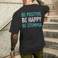 Regalo Compleanno Divertente Be Happy Positive Be Stemmia T-shirt da uomo con stampa posteriore Regalos para él