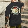 Retro 43 Años Nacido En 1981 Edición Limitada 43 Cumpleaños Camiseta Hombre Estampado Espalda Regalos para él