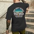 Und Gott Schuf Hertha Und Dachte Sich Das Wird German Langu T-Shirt mit Rückendruck Geschenke für Ihn