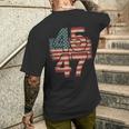 Vintage American Flag Retro 45 47 Trump 2024 T-Shirt mit Rückendruck Geschenke für Ihn