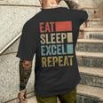 Vintage Retro Eat Sleep Excel Repeat Excel T-Shirt mit Rückendruck Geschenke für Ihn