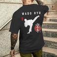 Wado Ryu Karate Istruttore Giapponese Kanji Calligrafia Caratteri T-shirt da uomo con stampa posteriore Regalos para él