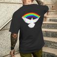 Weiße Friedenstaube Mit Regenbogen T-Shirt mit Rückendruck Geschenke für Ihn