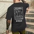 Wolle Logo Weiß T-Shirt mit Rückendruck Geschenke für Ihn