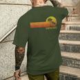Anni '70 Anni '80 California Ca Retro Tramonto Città Santa Cruz T-shirt da uomo con stampa posteriore Regalos para él