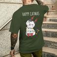 Happy Catmas Lustiges Weihnachts Katze Christmas Tree T-Shirt mit Rückendruck Geschenke für Ihn