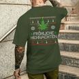 Happy Highnachten Ugly Christmas Hemp Marijuana T-Shirt mit Rückendruck Geschenke für Ihn