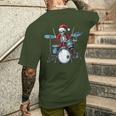 Santa Skeleton Playing Drum Drummer Percussionist Christmas Men's T-shirt Back Print Gifts for Him