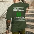 Stop Staring At My Package Ugly Christmas Men's T-shirt Back Print Gifts for Him