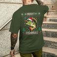 Ugly Fishing Christmas Bass Fish Apparel Merry Fishmas Men's T-shirt Back Print Gifts for Him