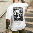 Alice In Wonderland With Cat And Rabbit S T-Shirt mit Rückendruck Geschenke für Ihn