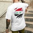 Chemises Fières Iraqiennes Drapeau De L'irak Déchiré T-shirt imprimé au dos Cadeaux pour lui