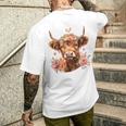 Floreale Delleacanze Estive Della Mucca Delle Highland Amanti Della Mucca Carina T-shirt da uomo con stampa posteriore Regalos para él