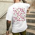 Donna Ciliegie Cherry Fruit Pattern Acquerello Opera D'arte Con Collo A T-shirt da uomo con stampa posteriore Regalos para él