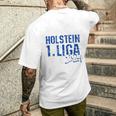 Holstein Football Kicken Fan Kiel Stadium Blue Blue T-Shirt mit Rückendruck Geschenke für Ihn