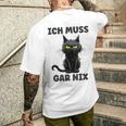 Ich Muss Gar Nix Böse Katze Inabhäng T-Shirt mit Rückendruck Geschenke für Ihn