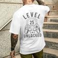 Livello 25 Giocatore Sbloccato 25 ° Compleanno 25 Anni Matrimonio T-shirt da uomo con stampa posteriore Regalos para él