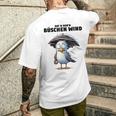 Möwe Sturm Hurricane Schietwetter Dat Is Nur 'N Büschen Wind Gray T-Shirt mit Rückendruck Geschenke für Ihn