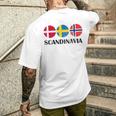 Norway Sweden Denmark Flags Scandinavian Flags Scandinavia T-Shirt mit Rückendruck Geschenke für Ihn