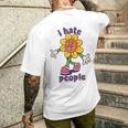 Retro I Hate People Divertente Regalo Floreale Per Eremita Introverso Con Collo A T-shirt da uomo con stampa posteriore Regalos para él
