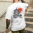 Tempio Giapponese Pagoda Giappone Architettura Tramonto Gru T-shirt da uomo con stampa posteriore Regalos para él