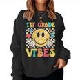 1St Grade Vibes Smile Face Back To School Girls First Grade Women Sweatshirt