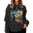 Cat Halloween Van Gogh Starry Night Pumpkin Women Women Sweatshirt