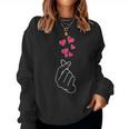 Corazón De Dedo Coreano Corazones Rojos Kpop Inspirado Amor Símbolo Cuello Sudadera Mujer