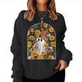 Cute Ghost Drinking Coffee Halloween Fall Floral Ice Coffee Women Sweatshirt