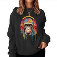 Donna Divertente Scimmia Anni '60 '70 Groovy Gorilla Hippie Ape Cool Monkey Con Collo A Women Sweatshirt