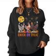 Fall Halloween Chicken Pumpkin Chick Or Treat Spooky Women Sweatshirt