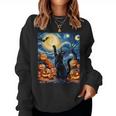 Halloween Cat Van Gogh Starry Night Pumpkin Women Women Sweatshirt