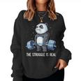 Panda The Struggle Is Real Weightlifting Fitness Gym Women Sweatshirt