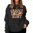 Retro Groovy Aunt 1St Birthday Auntie Matching Family Hippie Women Sweatshirt