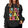 In My Softball Girl Era Retro Groovy Softball Girl Women Sweatshirt