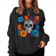 Tête De Mort Mexicaine Dia De Muertos Jour Des Morts Floral Sweat-shirt pour femme
