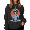 Trick Or Treatment Halloween Nurse Skeleton Ghost Women Sweatshirt