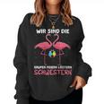 Women's With Wir Sind Die Saufen Feiern Lästern Schwestern Wine Sparkling Wine S Sweatshirt Frauen