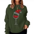 Christmas Wine Glass Red Wine Christmas Hat Sweatshirt Frauen