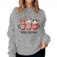 Meowy Christmas Cute Cats And Coffee Merry Xmas Graphic Women Sweatshirt