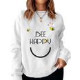 Bee Happy Bienen Schwarz Blue Sweatshirt Frauen