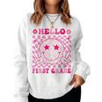 Hello First Grade Back To School First Day Of 1St Grade Women Sweatshirt