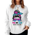 Messy Bun Pink Or Blue Auntie Loves You Gender Reveal Women Sweatshirt