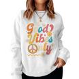 Retro Groovy 70S Good Vibes Only Floral Hippies Women Sweatshirt