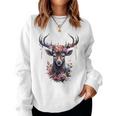 Stag With Roses Flowers Oktoberfest Costume Dirndl Sweatshirt Frauen