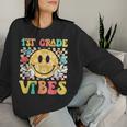 1St Grade Vibes Smile Face Back To School Girls First Grade Women Sweatshirt Gifts for Her