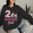 2 ° Compleannoestito Ragazza Due Anni Fattoria Mucca Maiale Trattore Women Sweatshirt Regalos para ella