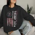 45 47 Trump 2024 American Flag Vintage Trump For President Women Sweatshirt Gifts for Her