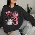 Boo I'm 3 Years Old Ghost 3Rd Birthday Halloween Ghost Girls Women Sweatshirt Gifts for Her